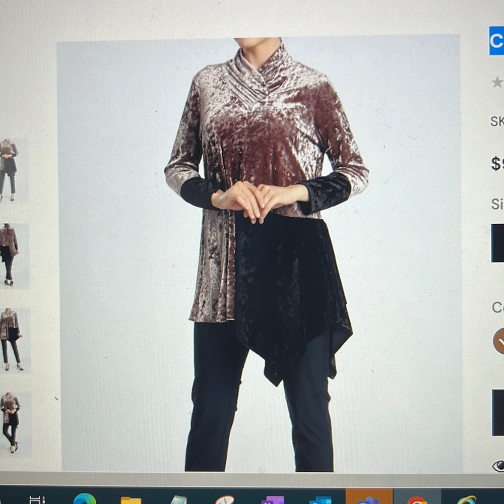IC Collection Cocoa Velvet Long Sleeve Top 1X, NWT